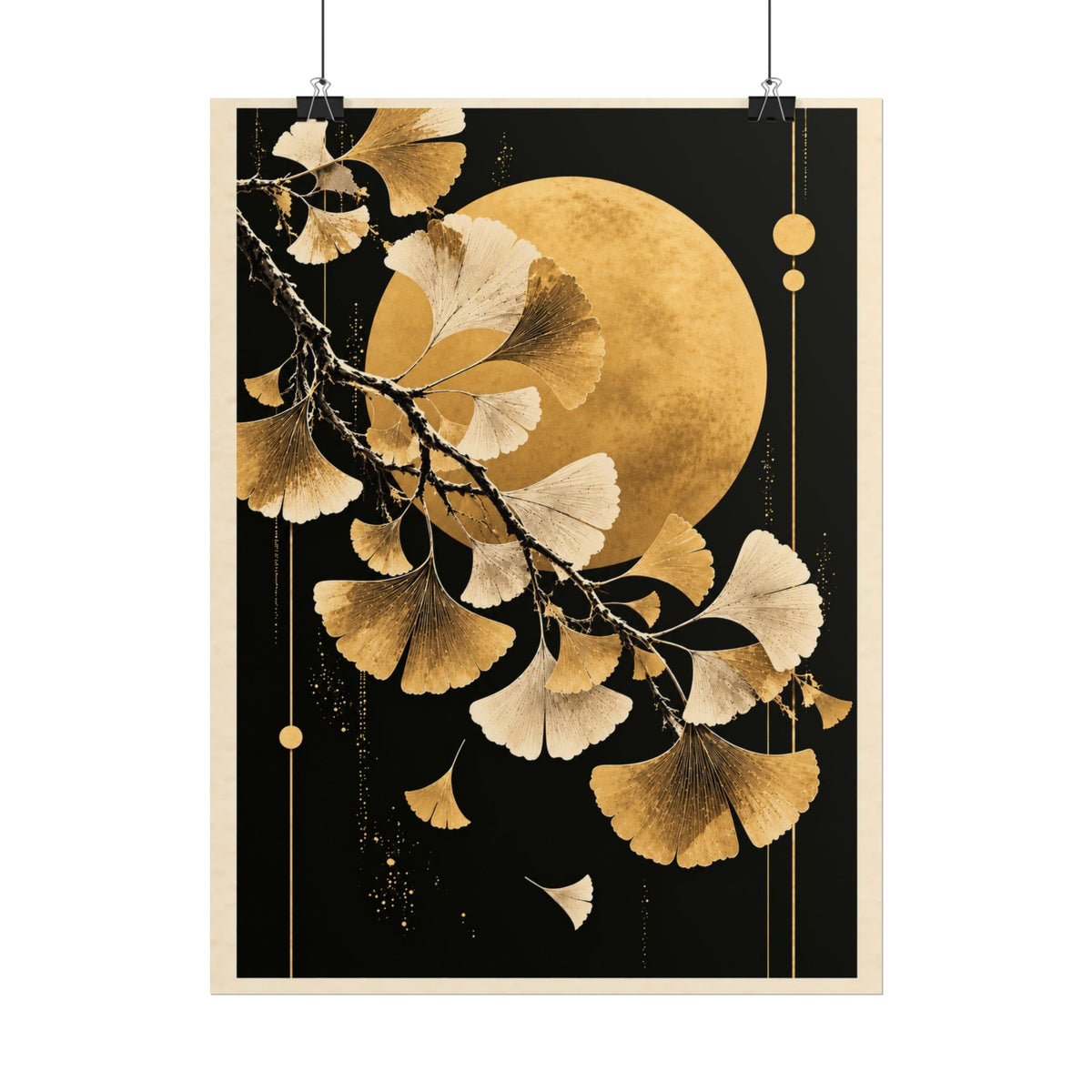 Golden Ginkgo Moon Art Print | Golden Moonlight