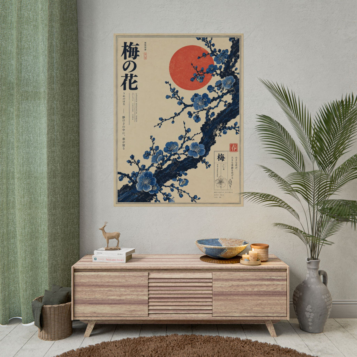 Japanese Plum Blossom Art Print | Blue Herbarium