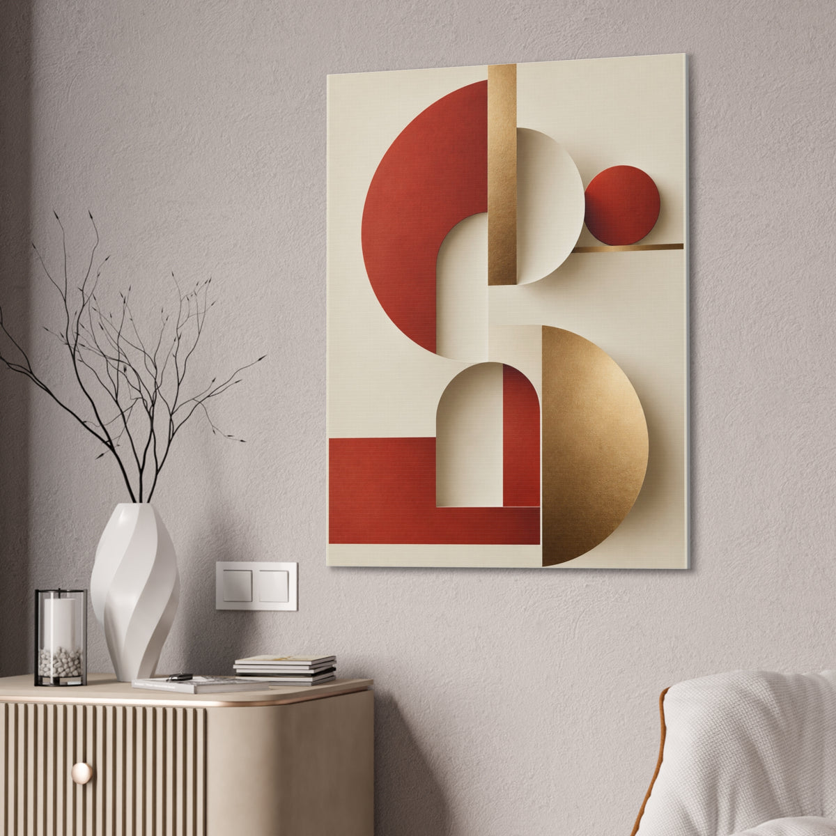 Abstract Geometric Red I Canvas Wall Art