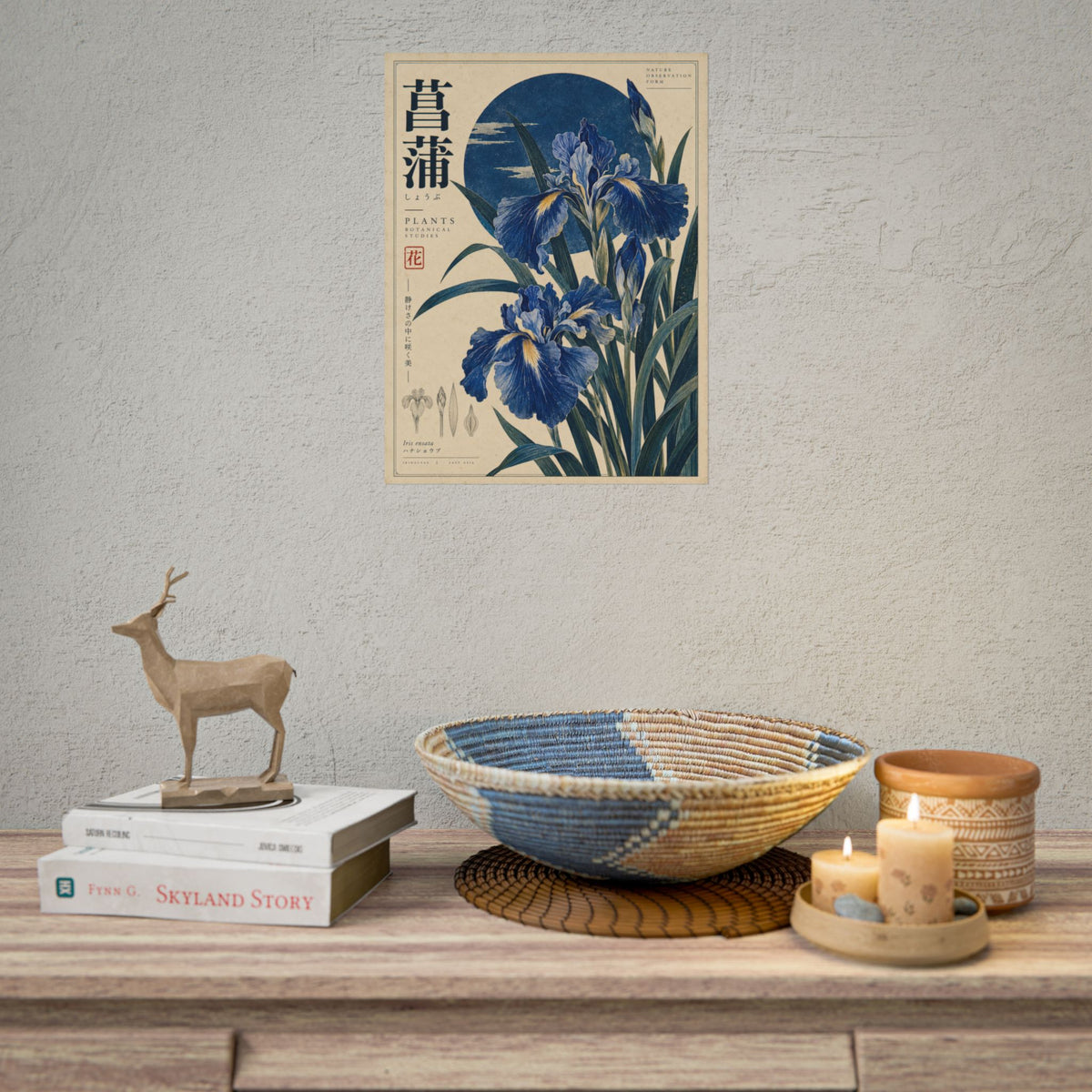 Blue Iris Botanical Art Print | Blue Herbarium