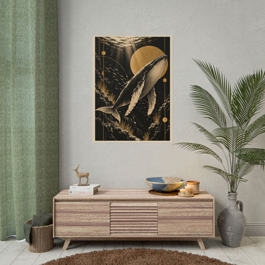 Golden Whale Art Print | | Golden Moonlight