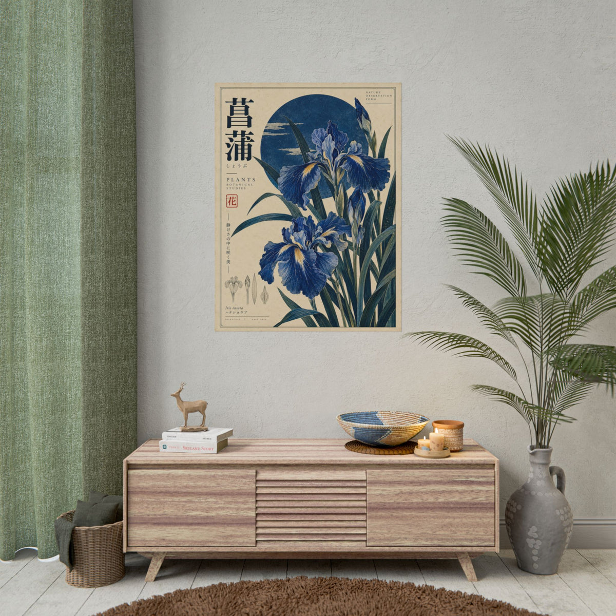 Blue Iris Botanical Art Print | Blue Herbarium