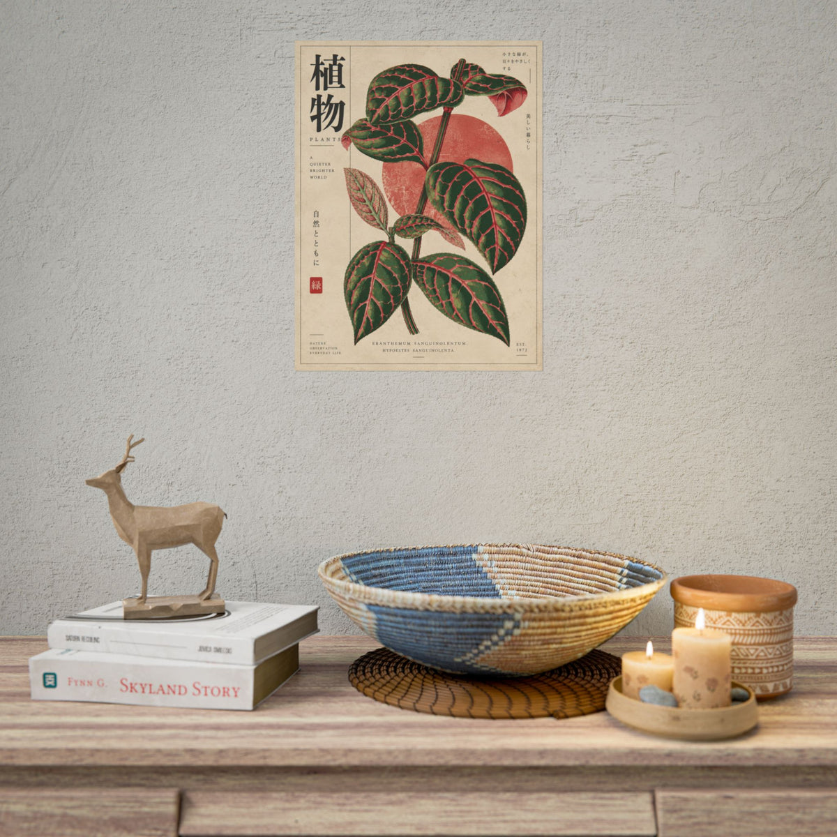Fittonia Botanical Study Wall Art | Red Herbarium