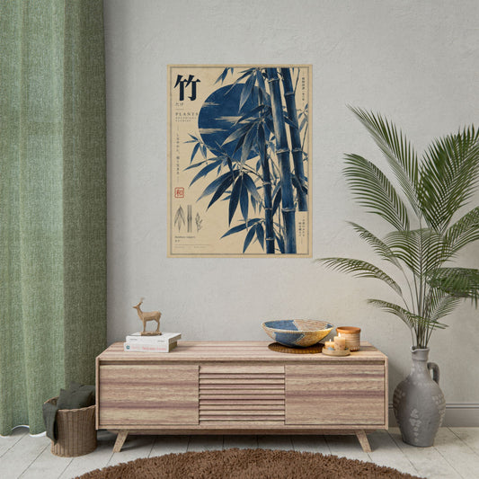 Bamboo Indigo Flora Art Print | Blue Herbarium