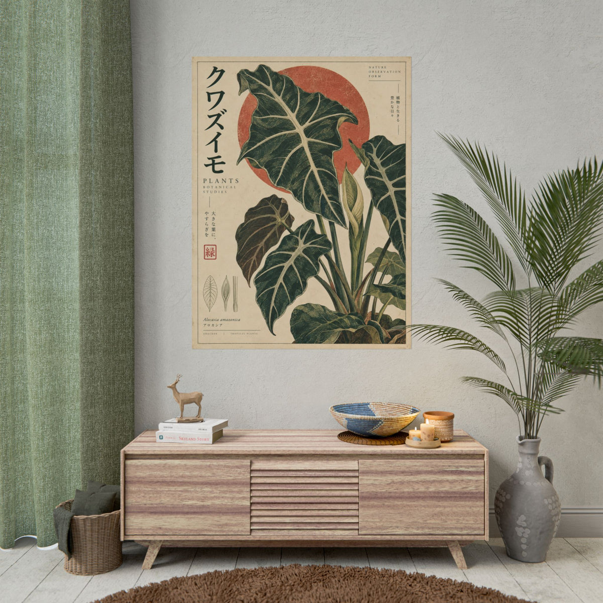 Alocasia Botanical Study Art Print | Red Herbarium