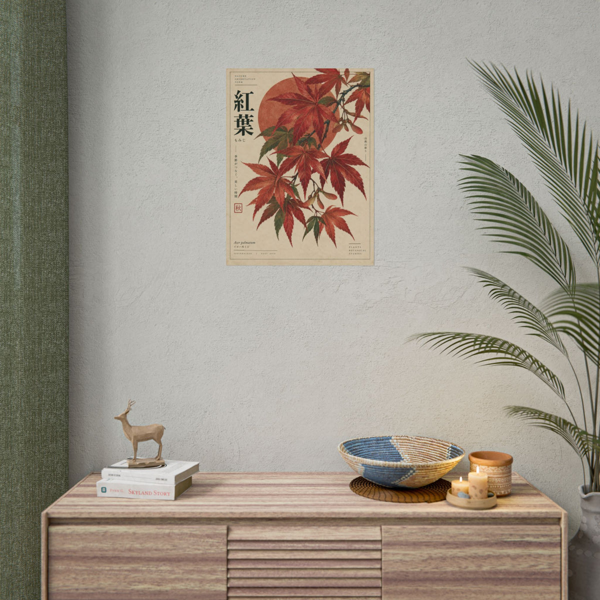 Japanese Maple Botanical Study Art Print | Red Herbarium