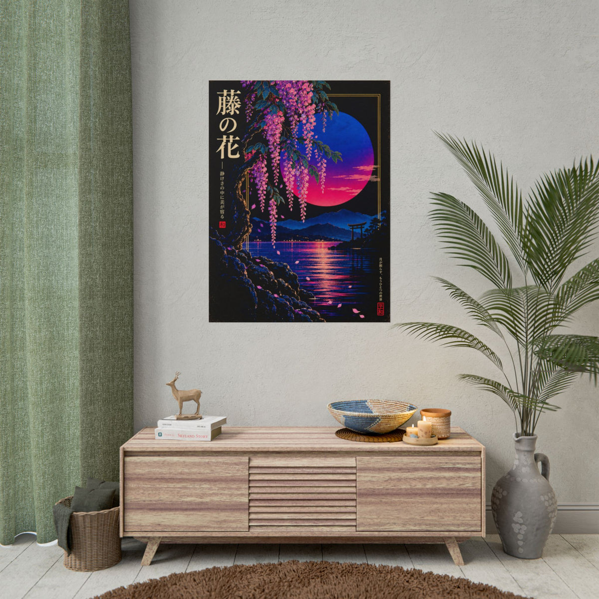 Japanese Wisteria Nightscape Print / Poster | Neon Nights