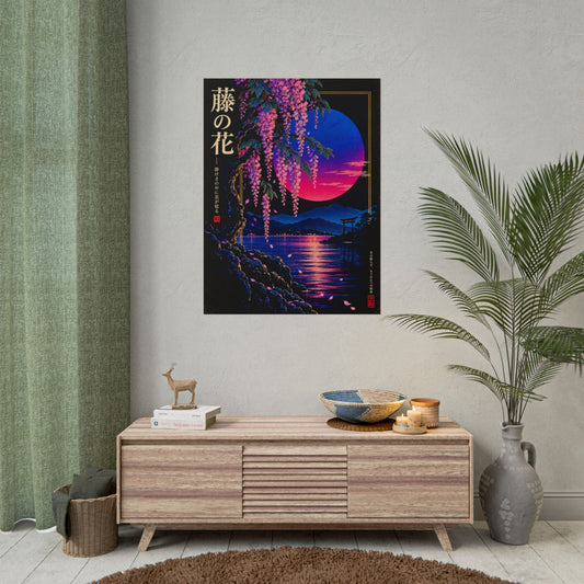 Japanese Wisteria Nightscape Print / Poster | Neon Nights