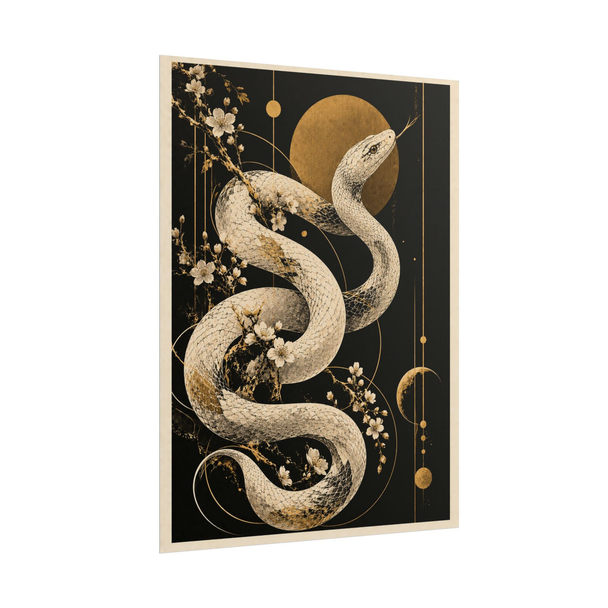 Golden Snake Moon Wall Art | Golden Moonlight