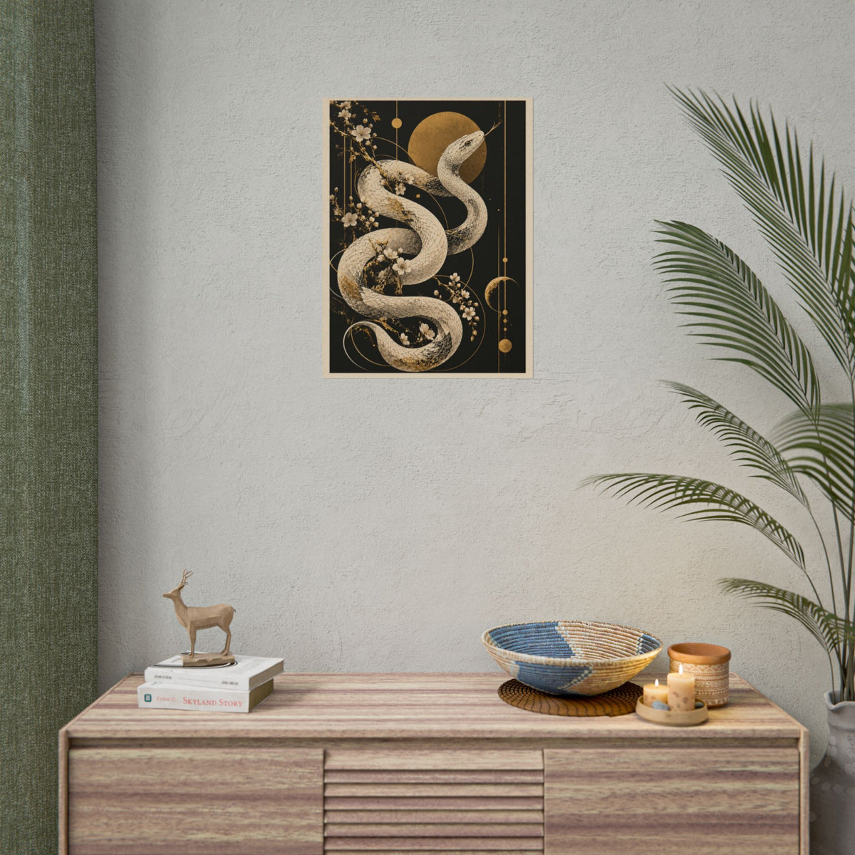 Golden Snake Moon Wall Art | Golden Moonlight