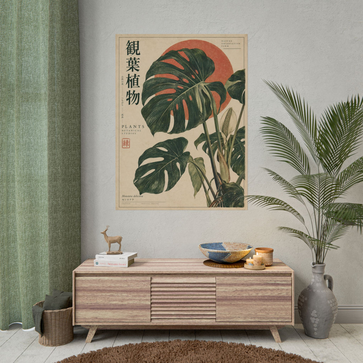 Monstera Botanical Study Art Print | Red Herbarium