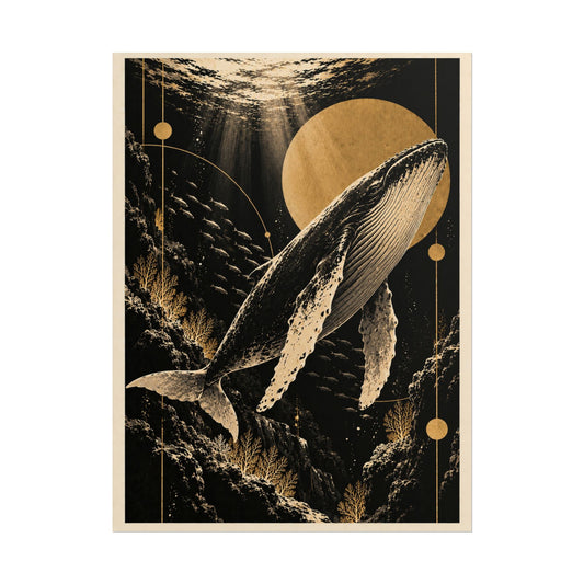 Golden Whale Art Print | | Golden Moonlight