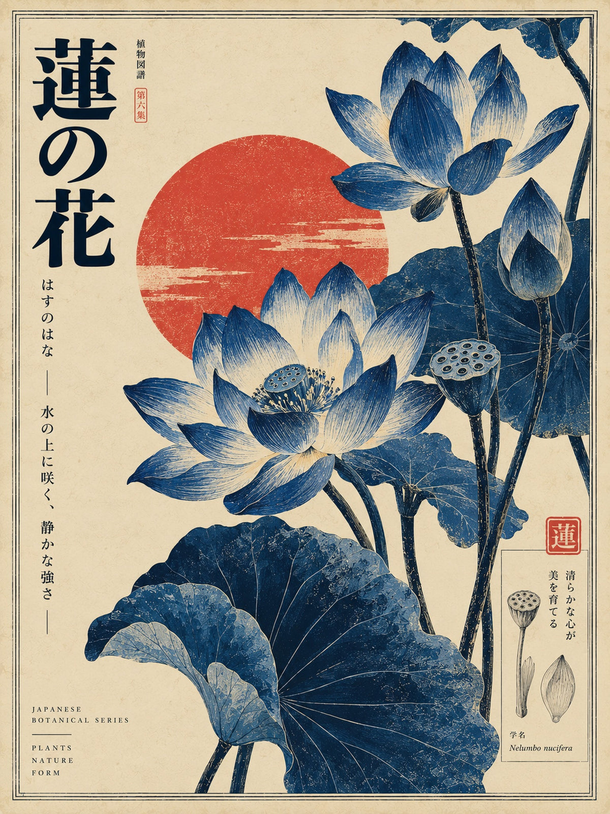 Blue Lotus Botanical Art Print II | Blue Herbarium