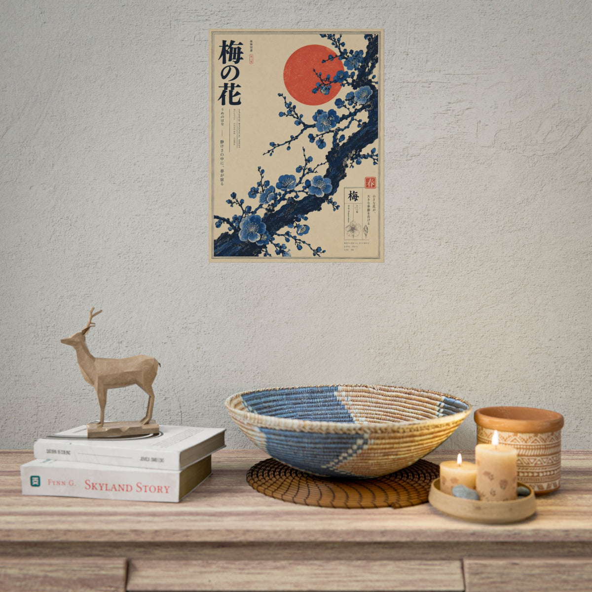 Japanese Plum Blossom Art Print | Blue Herbarium