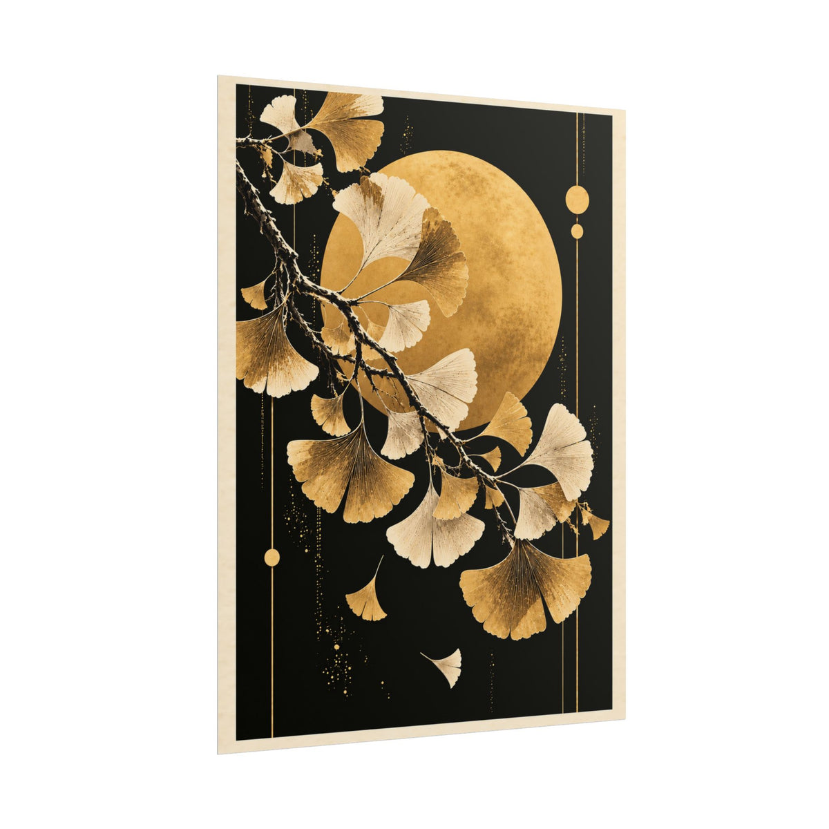 Golden Ginkgo Moon Art Print | Golden Moonlight