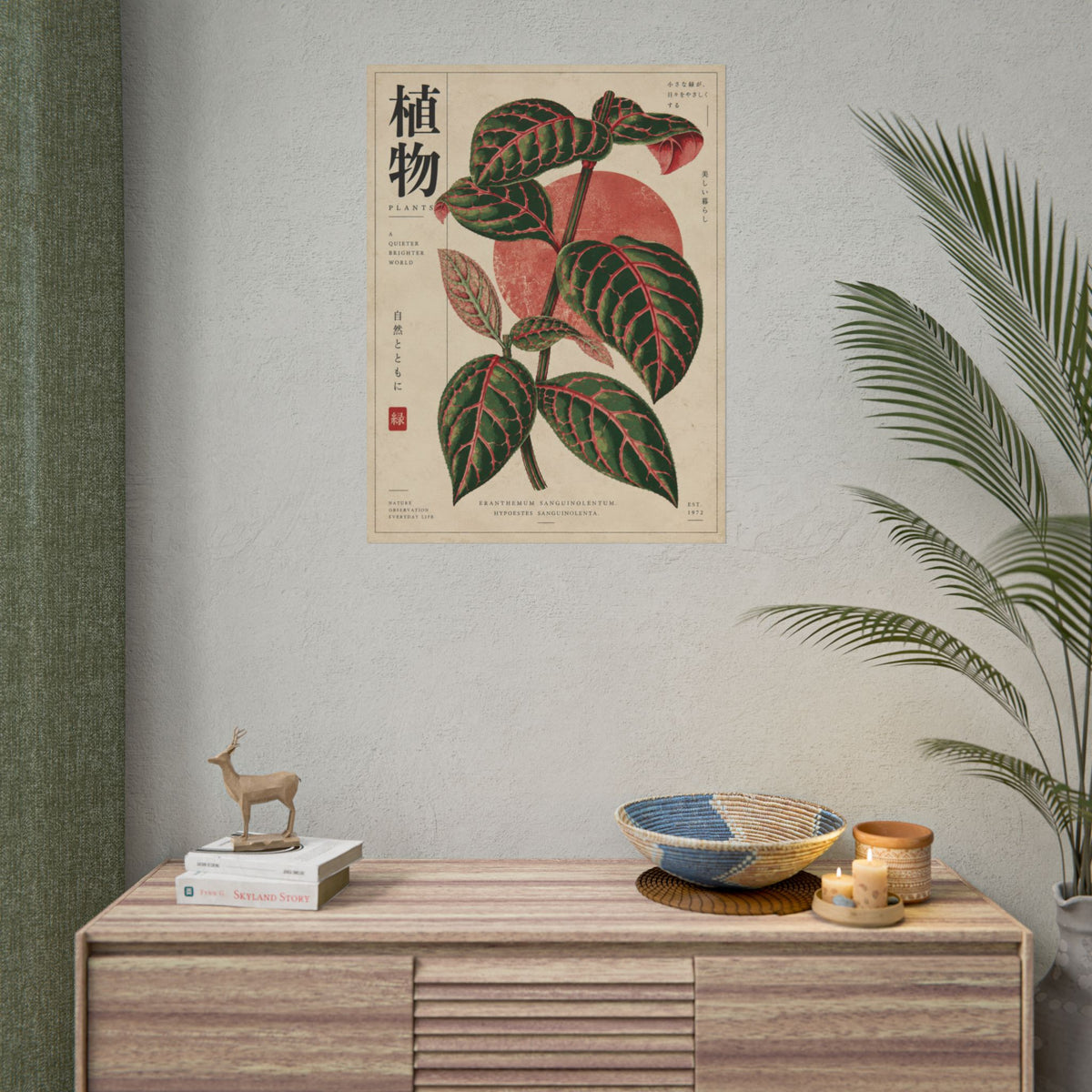 Fittonia Botanical Study Wall Art | Red Herbarium