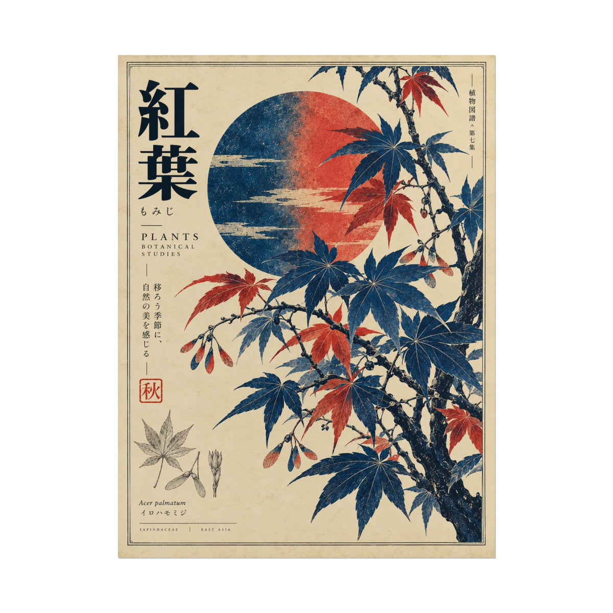 Japanese Maple Art Print | Blue Herbarium