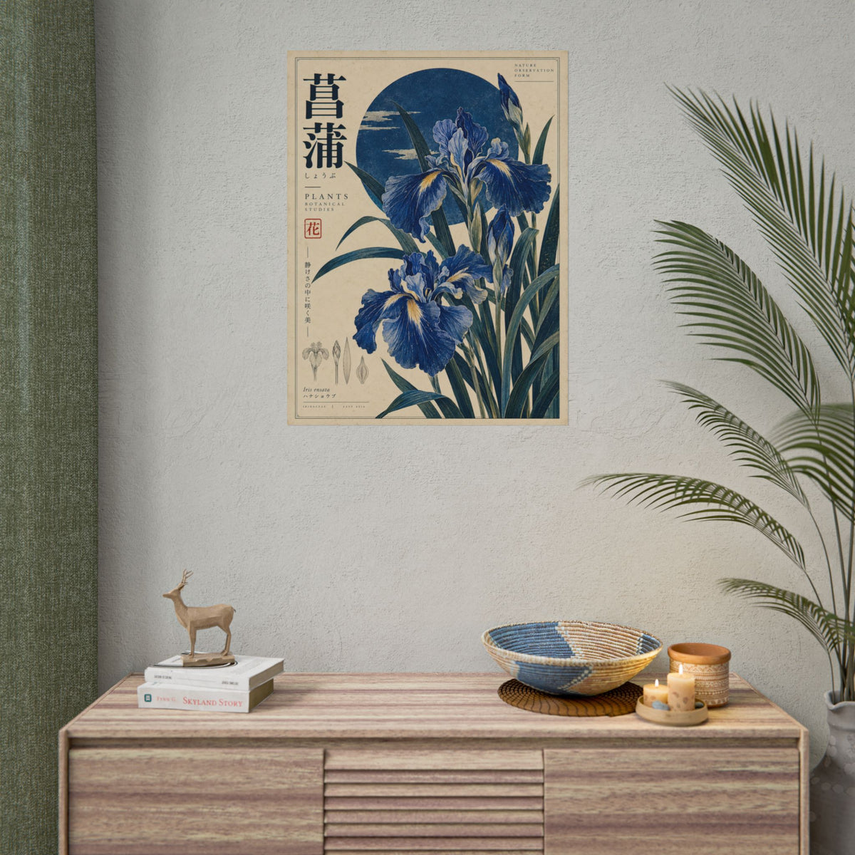 Blue Iris Botanical Art Print | Blue Herbarium