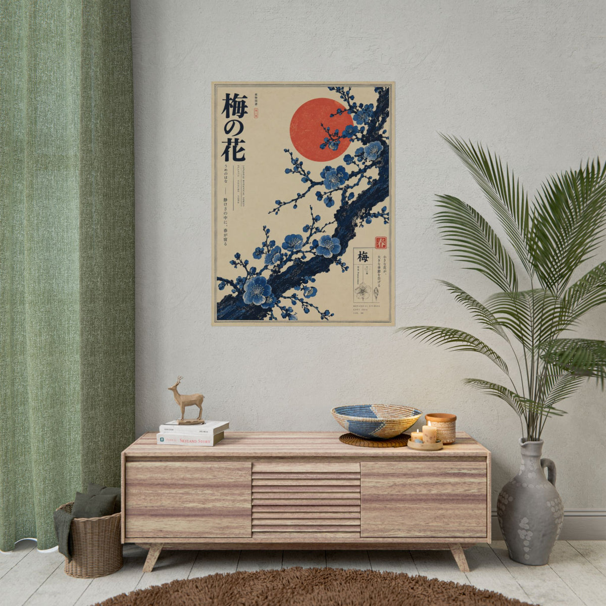Japanese Plum Blossom Art Print | Blue Herbarium