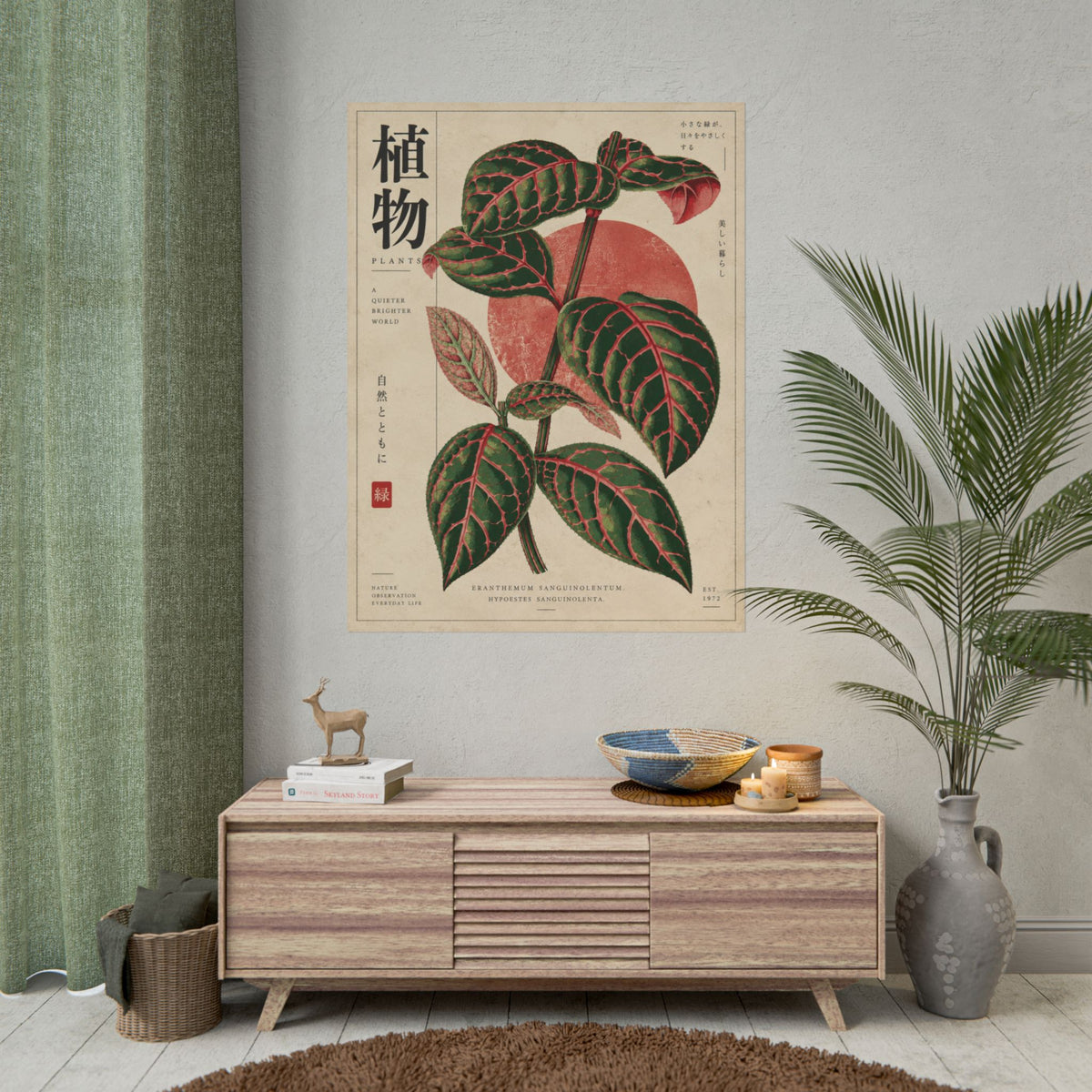 Fittonia Botanical Study Wall Art | Red Herbarium