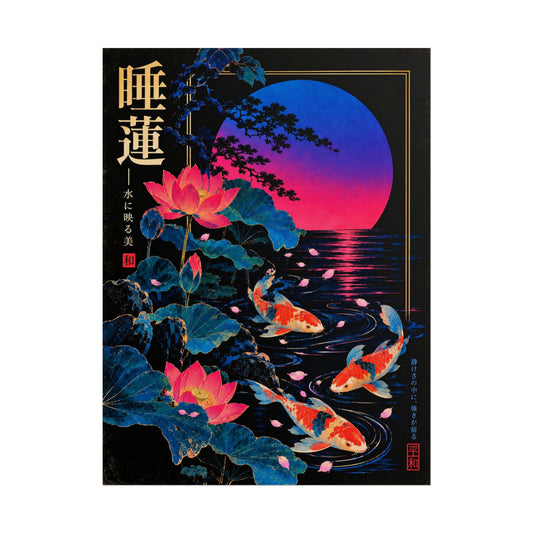 Koi & Lotus Sunset Print / Poster | Neon Nights