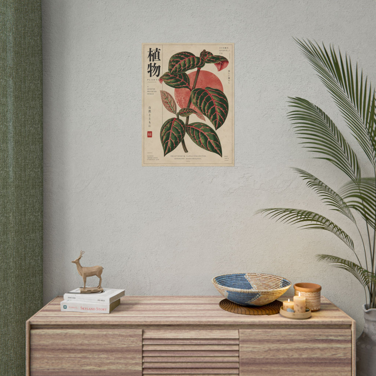 Fittonia Botanical Study Wall Art | Red Herbarium