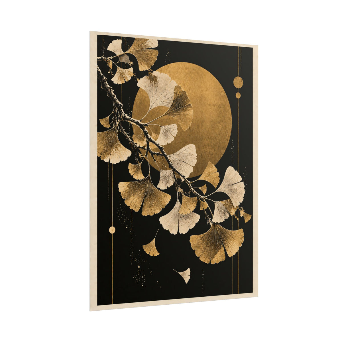 Golden Ginkgo Moon Wall Art | Golden Moonlight