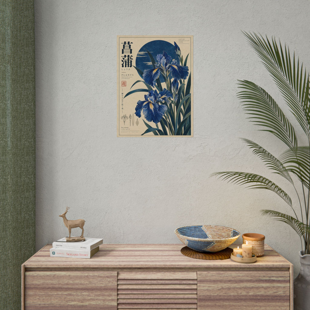 Blue Iris Botanical Art Print | Blue Herbarium