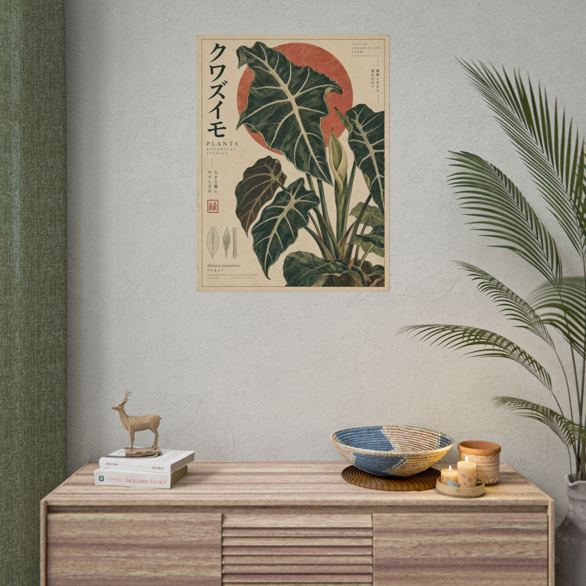 Alocasia Botanical Study Art Print | Red Herbarium