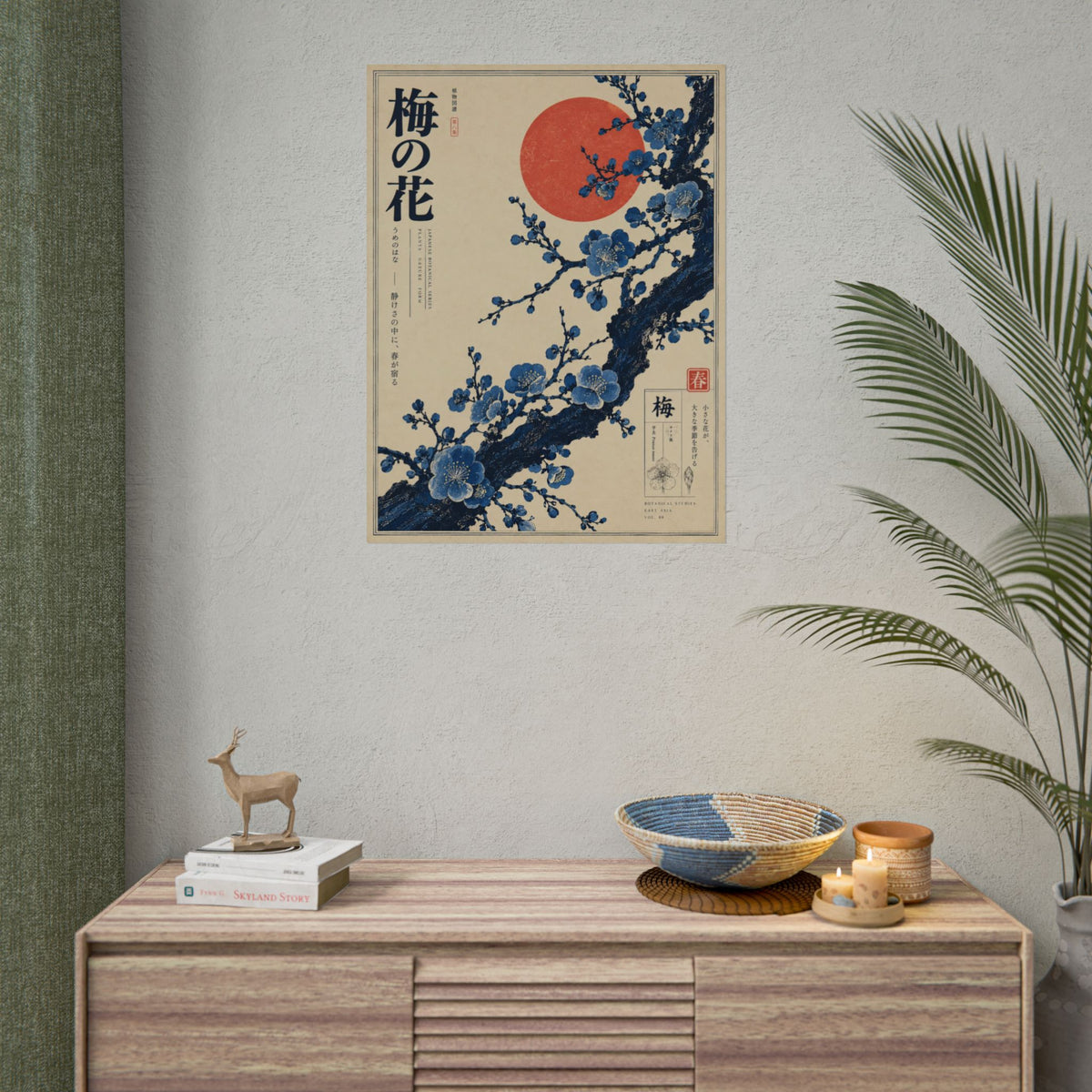 Japanese Plum Blossom Art Print | Blue Herbarium