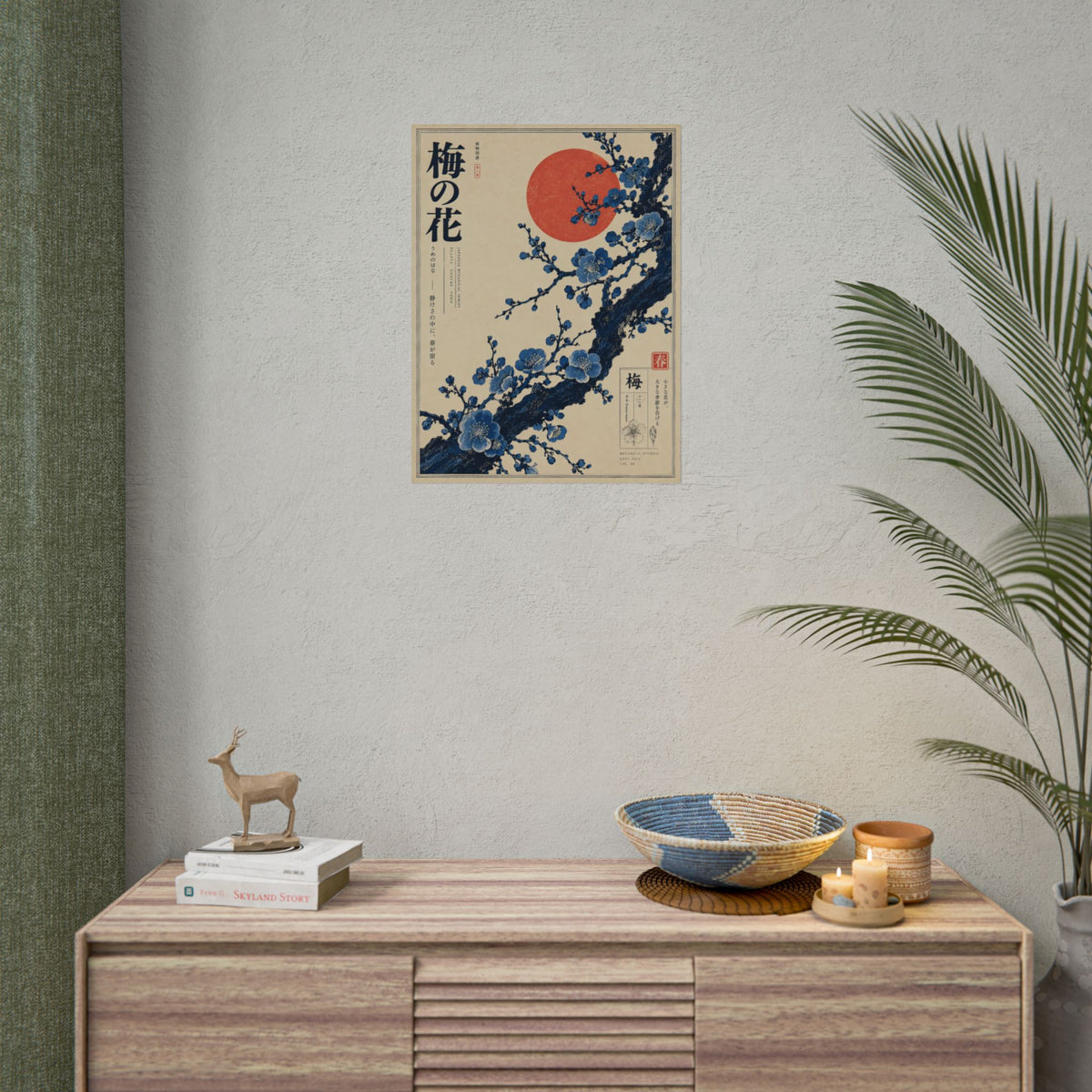 Japanese Plum Blossom Art Print | Blue Herbarium